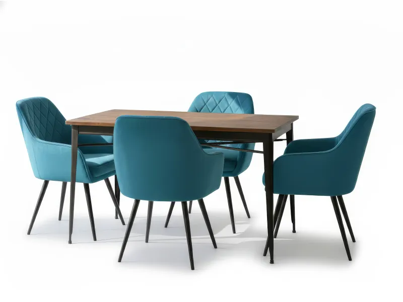 Orchid 4 Seater Dining Table with Chair in Teal Aqua